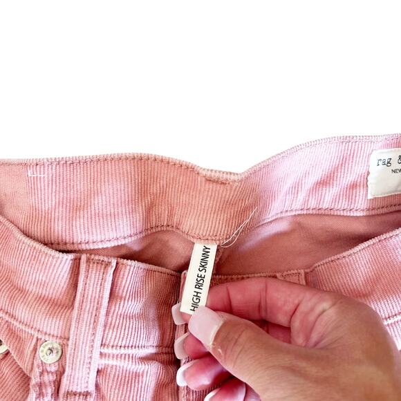 Rag & Bone Pink Corduroy High Rise Skinny Jeans Sz 30 - Picture 3 of 6